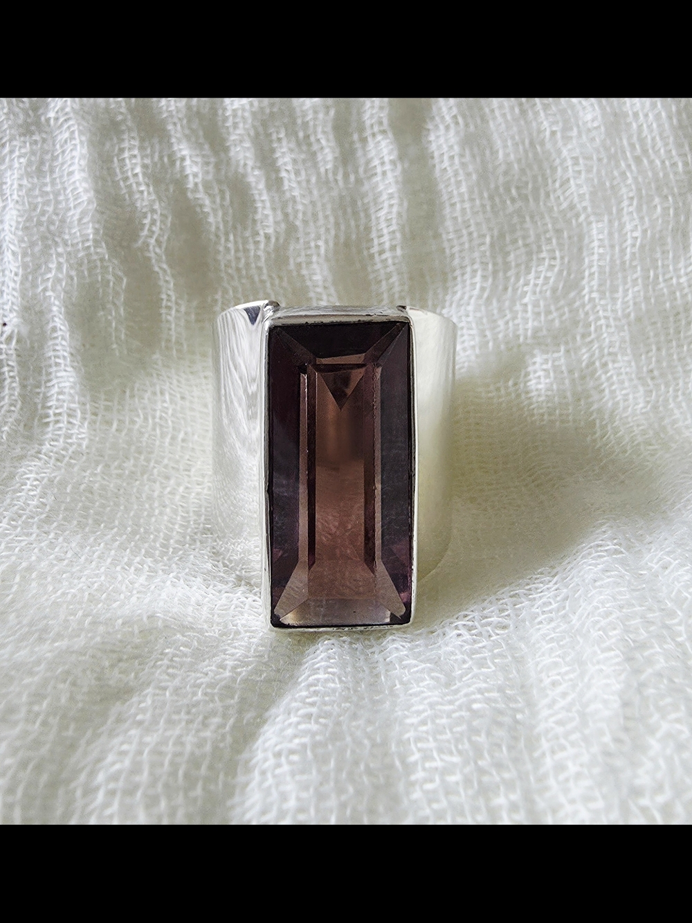 925 Sterling Silver Statement Ring with Rectangular Stone